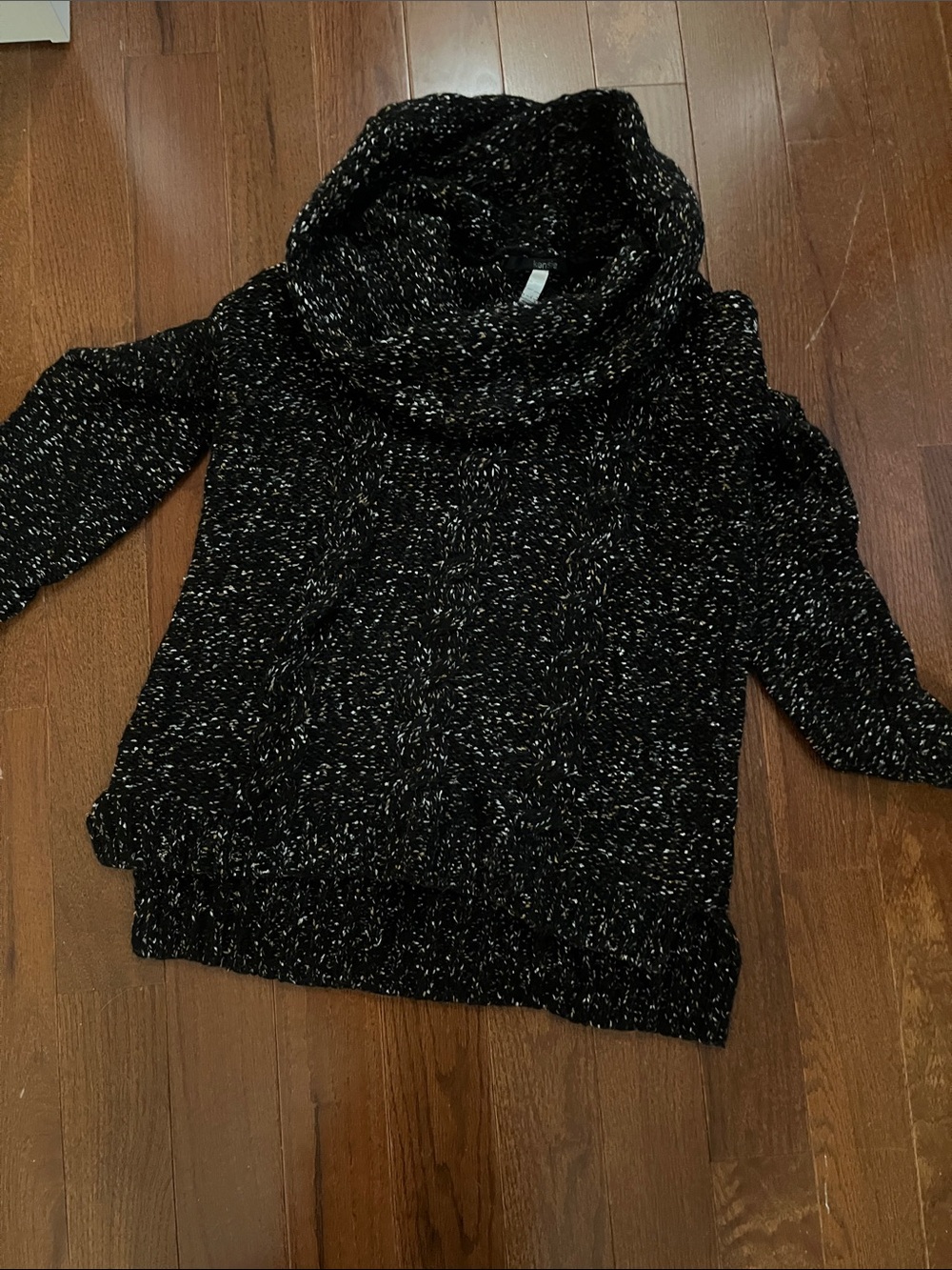 kenzie Black Marled Cowl Neck Sweater